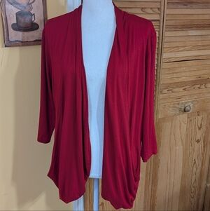 Maurices Red Open Front Slouch Pockets Cardigan Jacket XL
